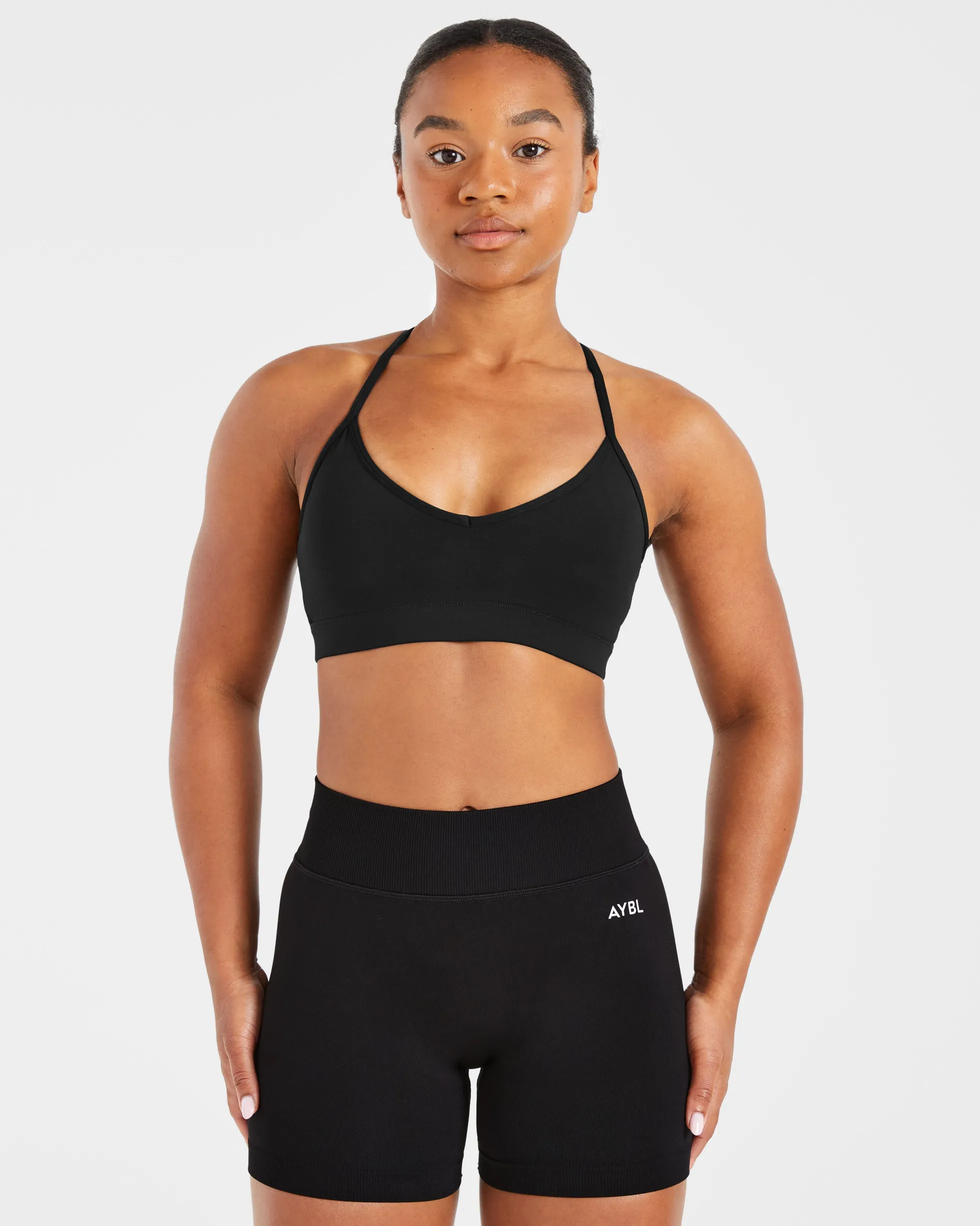 Essential V Neck Strappy Sports Bra