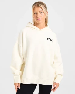 Varsity Minimal Logo Oversized Knitted Hoodie