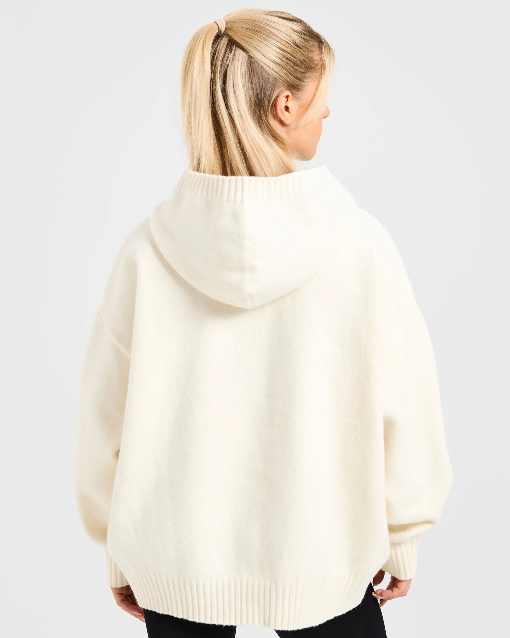 Varsity Minimal Logo Oversized Knitted Hoodie
