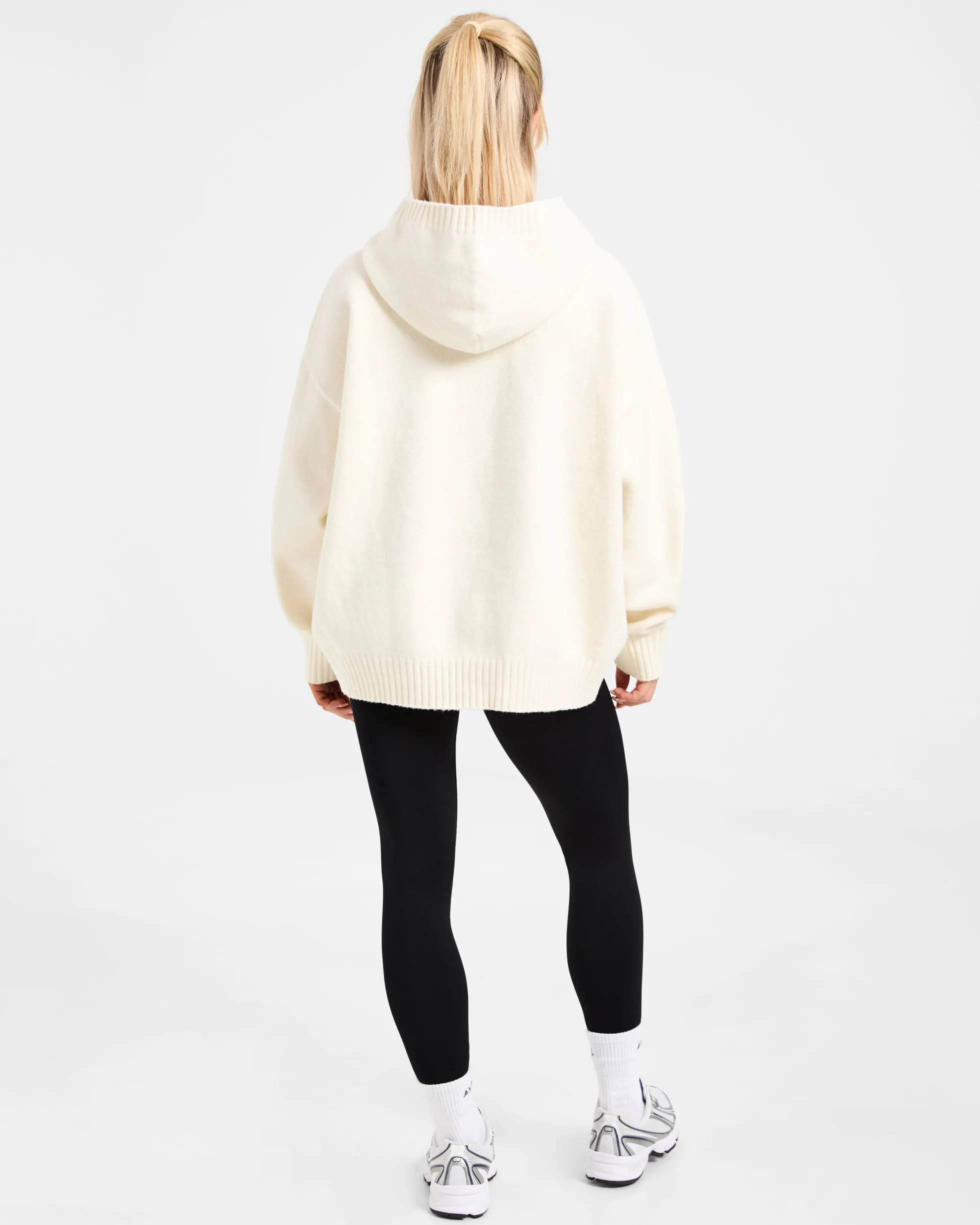 Varsity Minimal Logo Oversized Knitted Hoodie