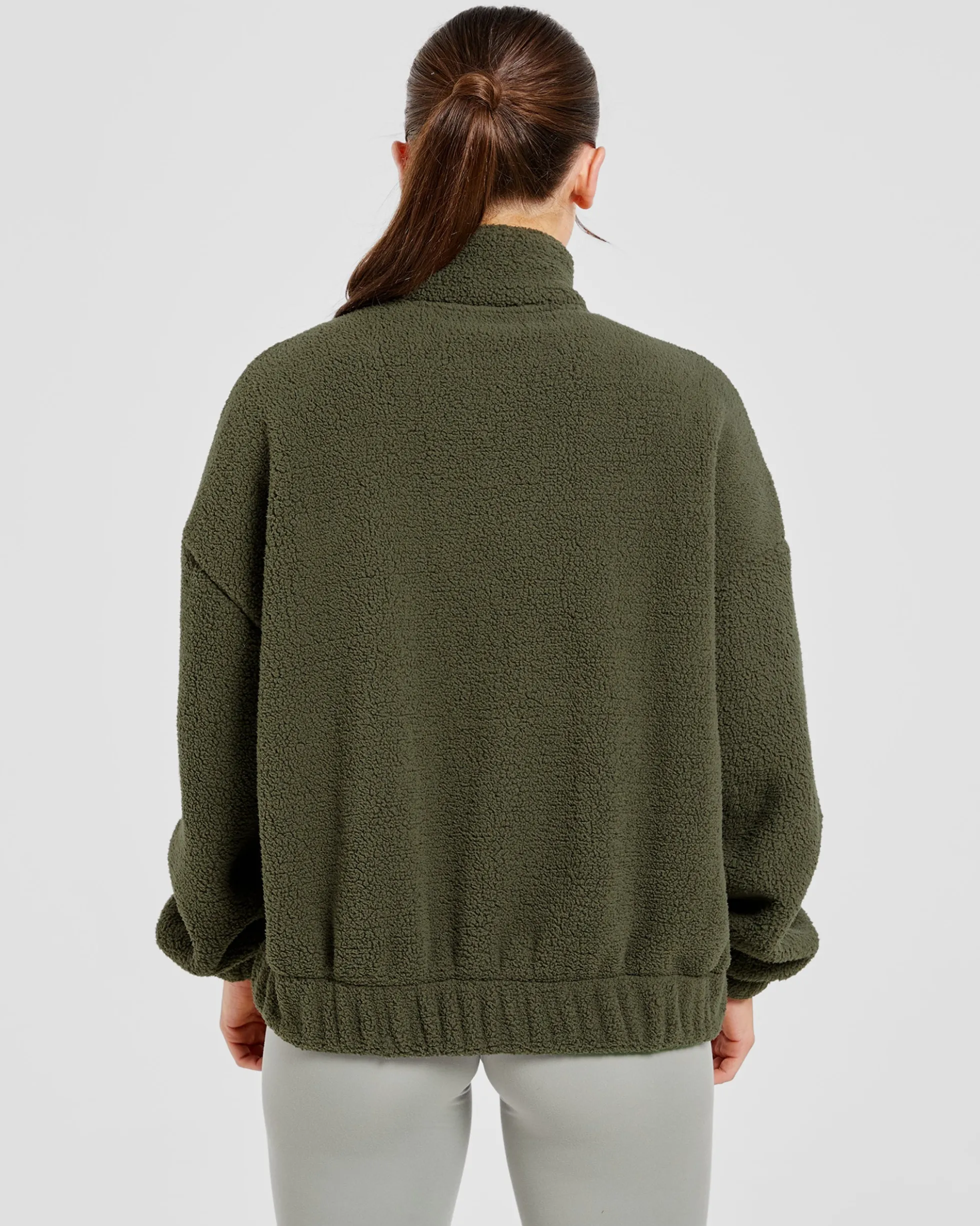 Varsity Oversized Fleece Zip Up Jacket