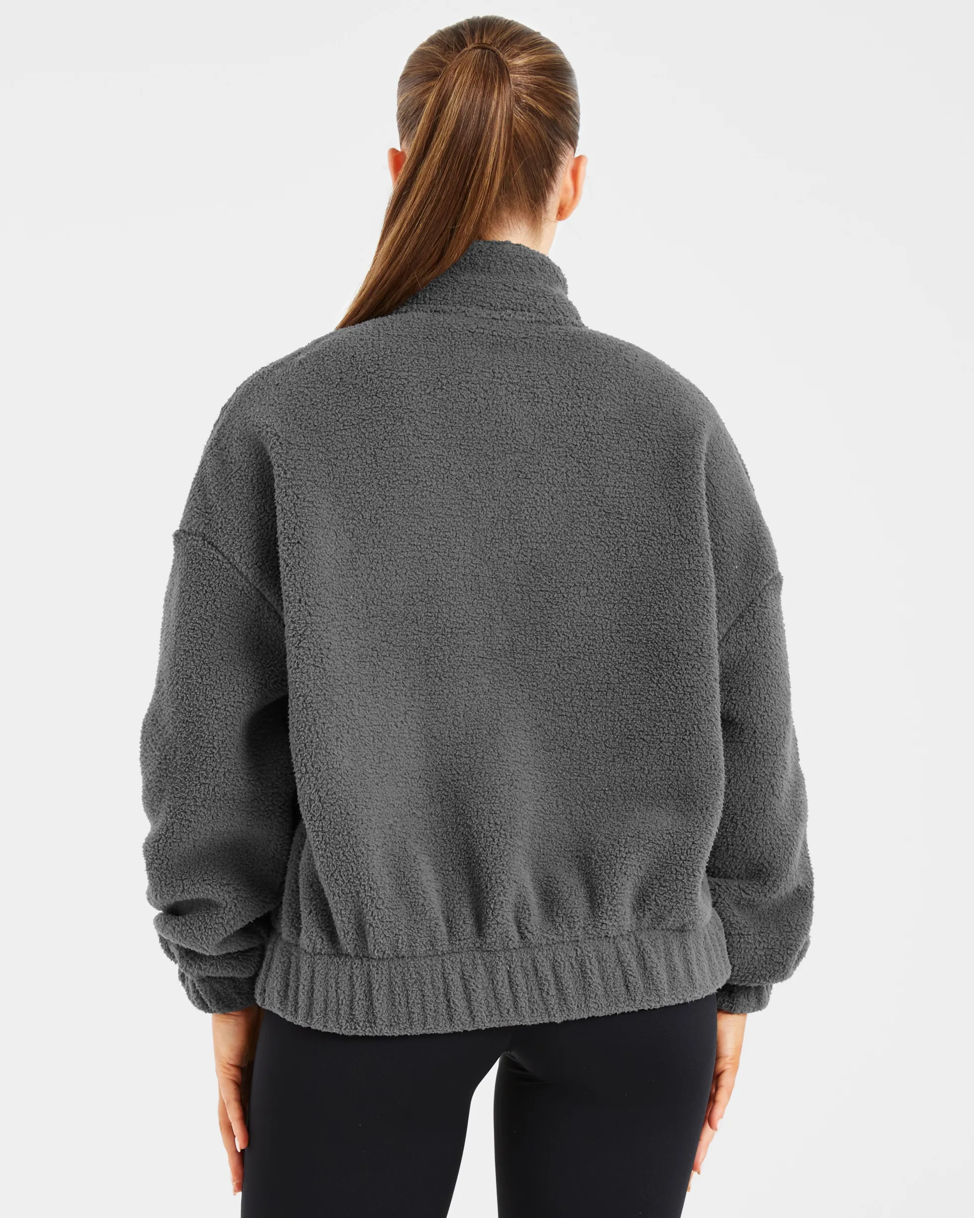 Varsity Oversized Fleece Zip Up Jacket