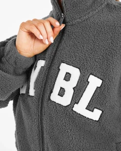 Varsity Oversized Fleece Zip Up Jacket