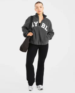 Varsity Oversized Fleece Zip Up Jacket