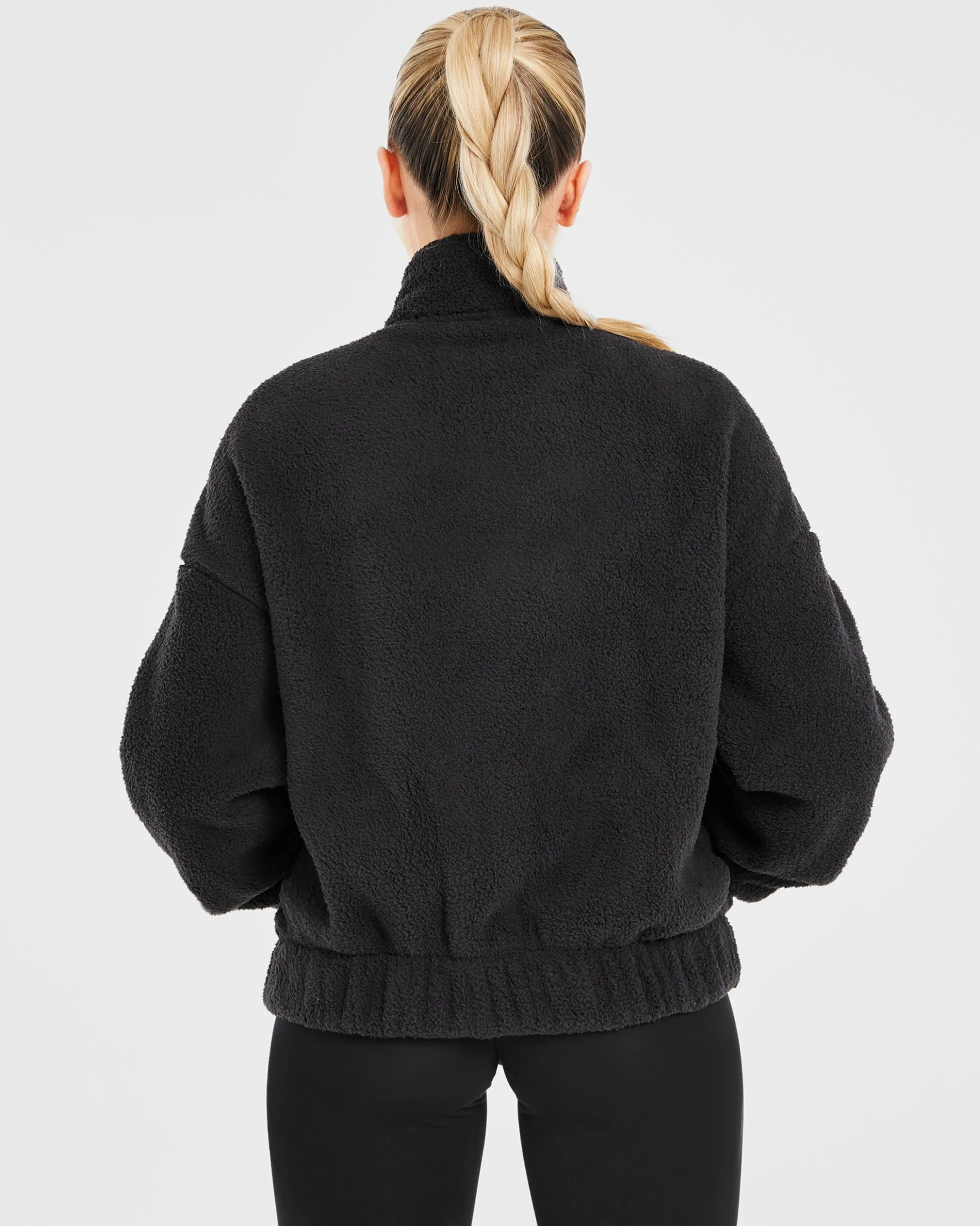 Varsity Oversized Fleece Zip Up Jacket